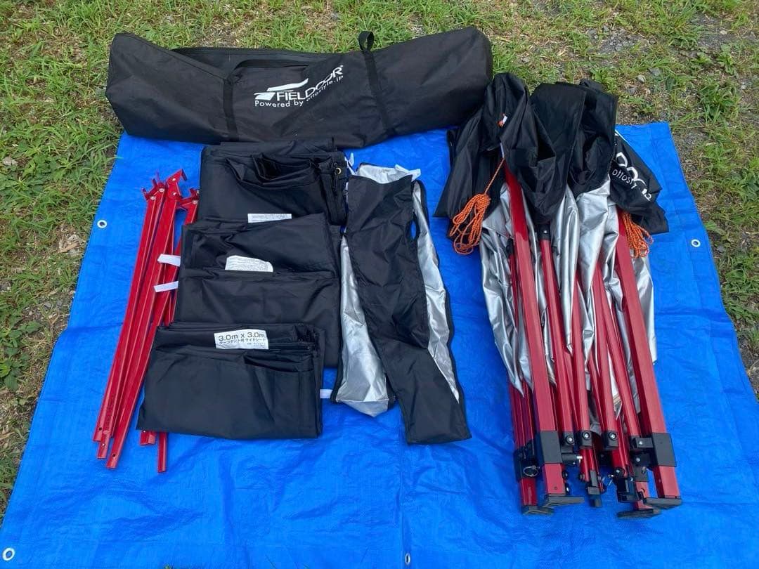 FIELDOOR ワンタッチタープテント 強化版(3.0×3.0)幕4枚付き