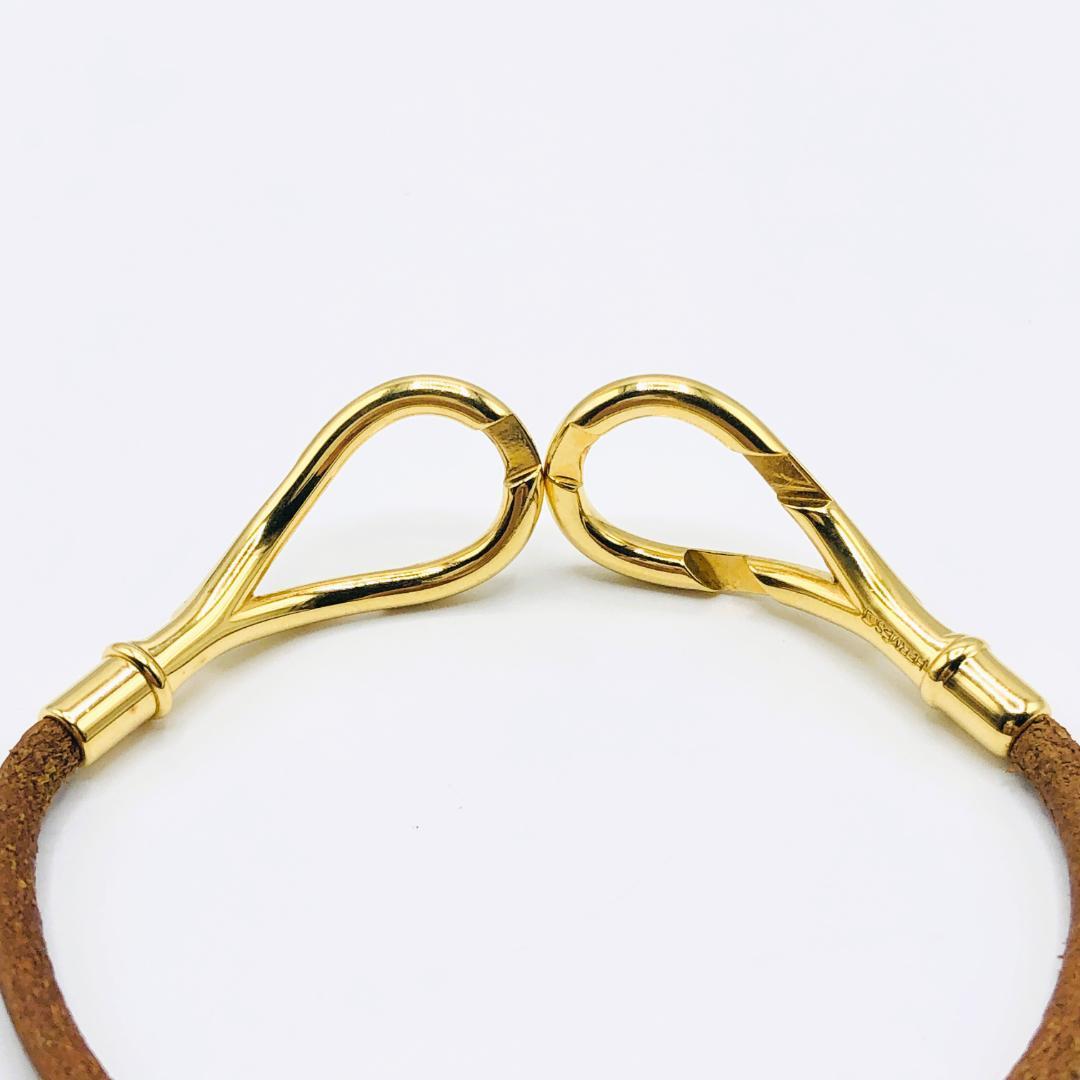 HERMES エルメス アタメ ブレスレット ゴールド ブラウン レザー