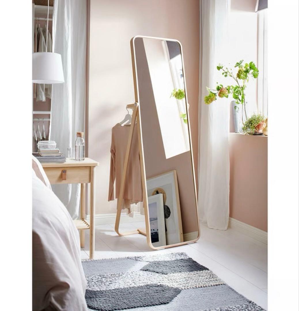 【IKEA】IKORNNESイコルネス スタンドミラー アッシュ　全身鏡　北欧