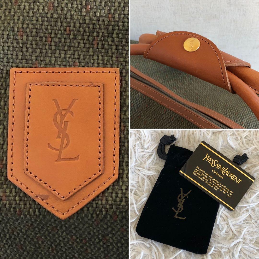 【ほぼ未使用】イヴサンローラン　ボストンバッグ　旅行鞄　PVC　本革　総柄