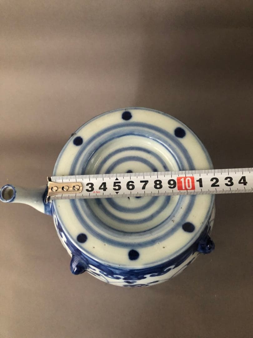 中国骨董　古美術　青花四耳水差し、花瓶