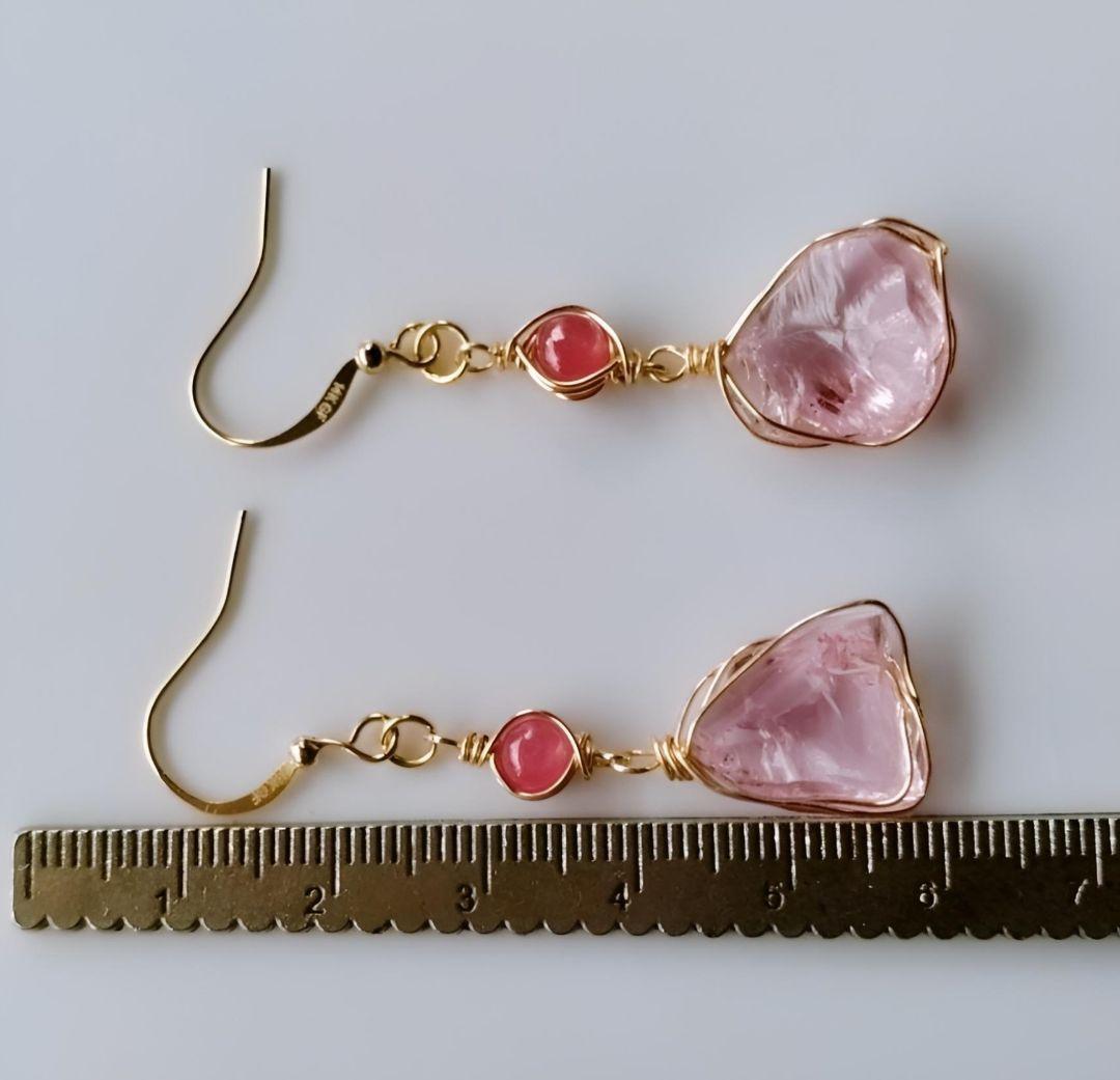 Kgf14 希少 アンダラ ルミネッセントピンク 原石 スタールビー ピアス