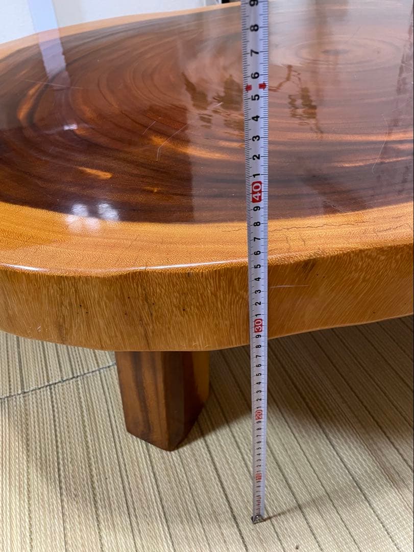 【福岡 引取】一枚板 テーブル モンキーポッド 輪切 座卓