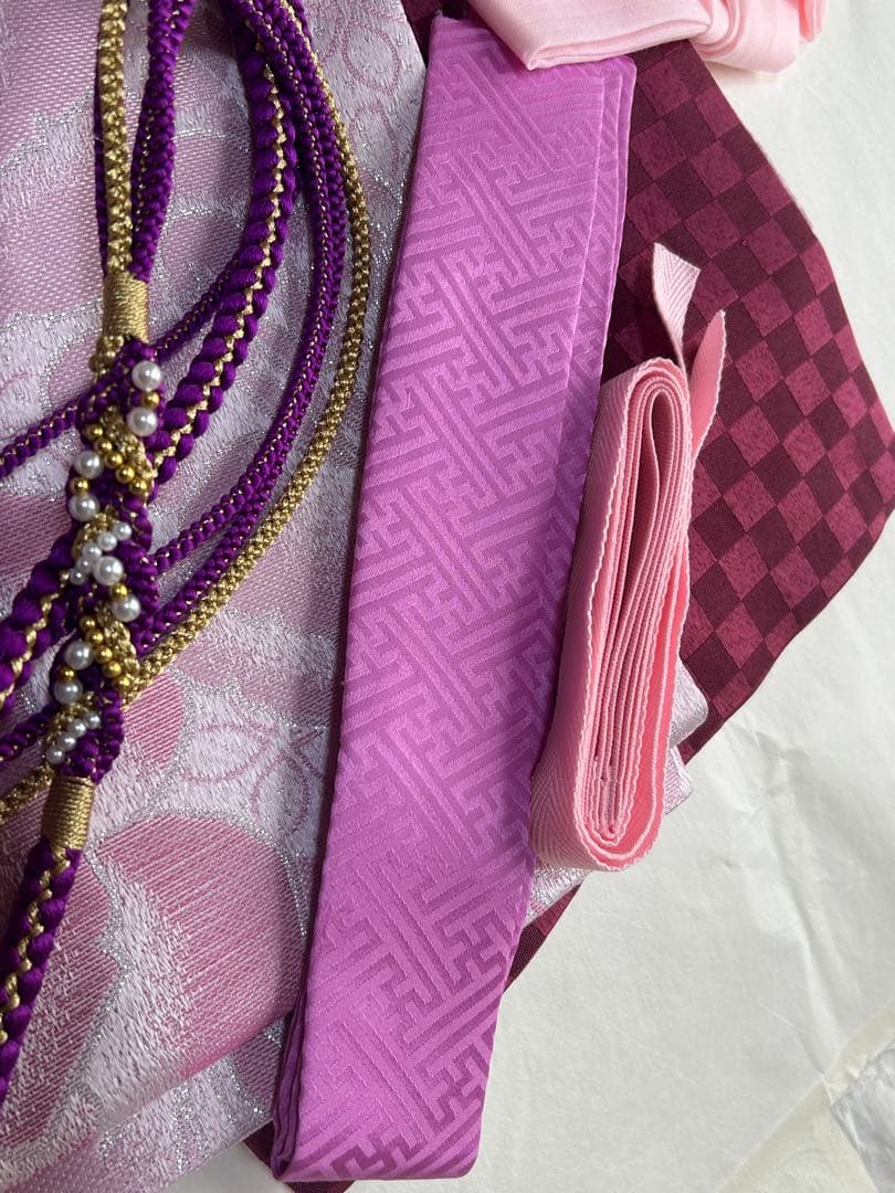 【美品】華やかな紫色の振袖　1度使用　足袋（未使用）