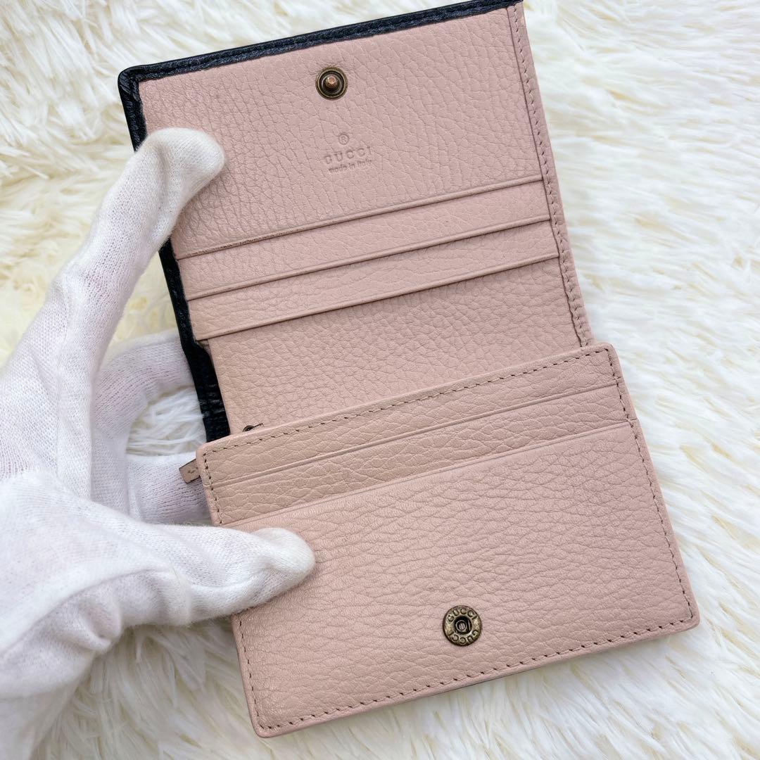 GUCCI♡折り財布 GGマーモント リボン ラインストーン バイカラー 花柄