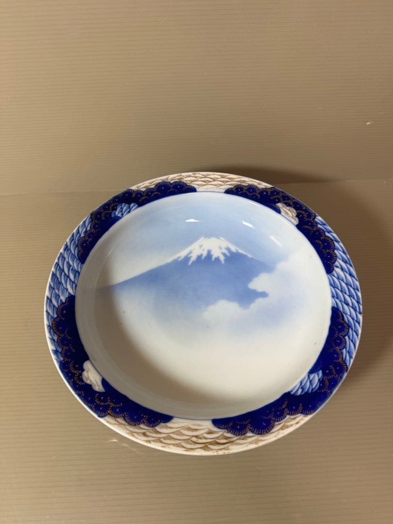 2809 深川製磁　染錦富士山　鉢　時代物