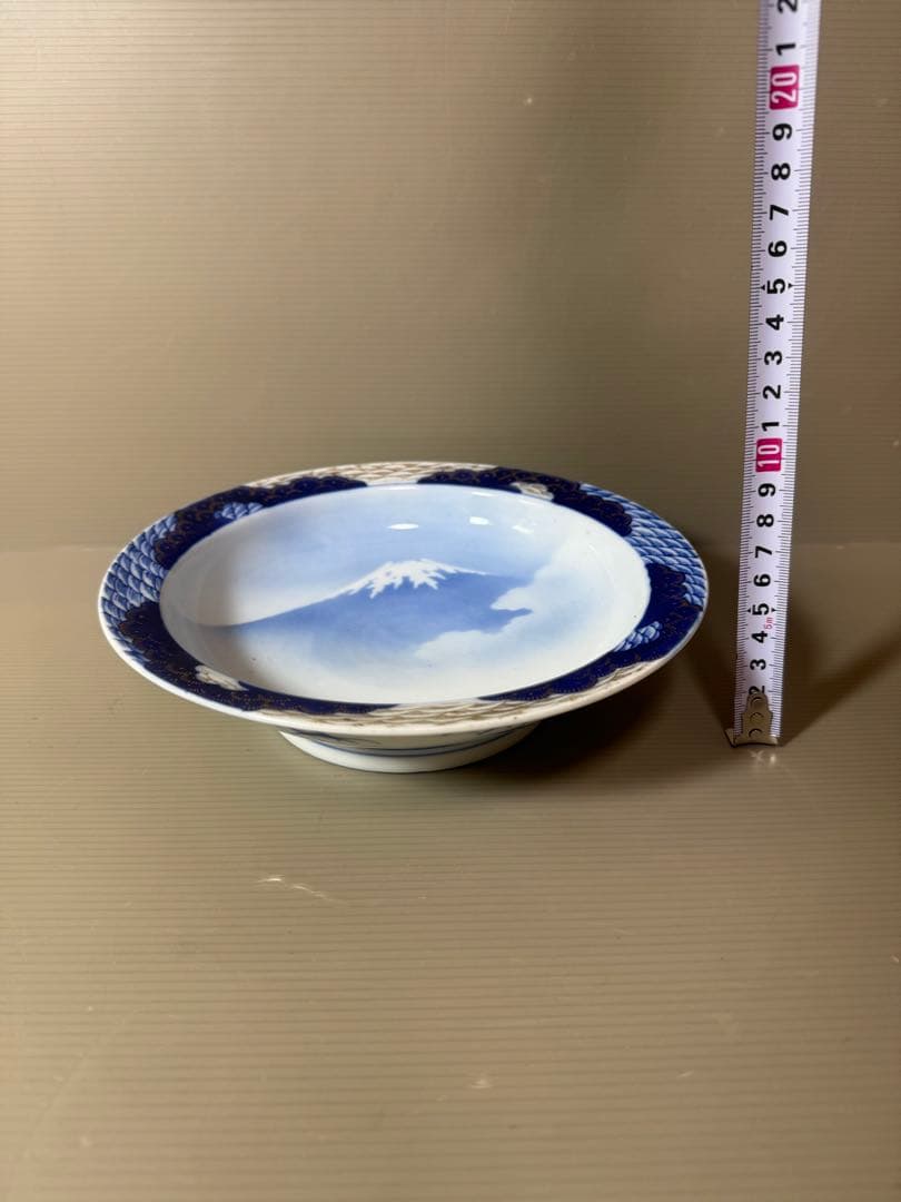 2809 深川製磁　染錦富士山　鉢　時代物