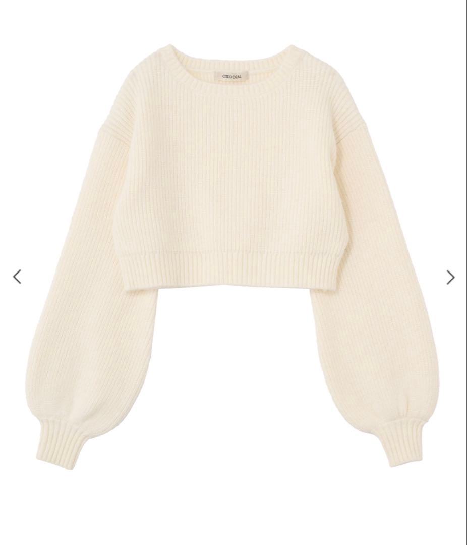 COCODEAL ペプラムブラウス×パフスリーブニットセット　アイボリー