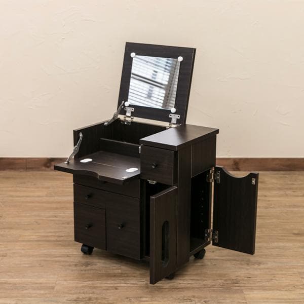 【新品・送料無料】コスメワゴン　横型　DBR/WH