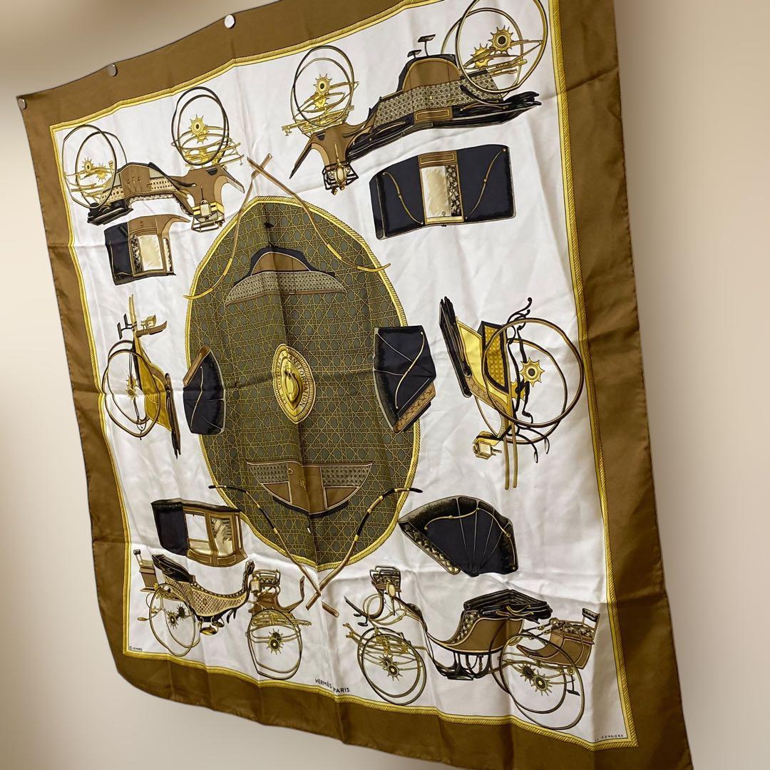 HERMES カレ90 大判シルクスカーフ 折畳み式幌の馬車 エルメス