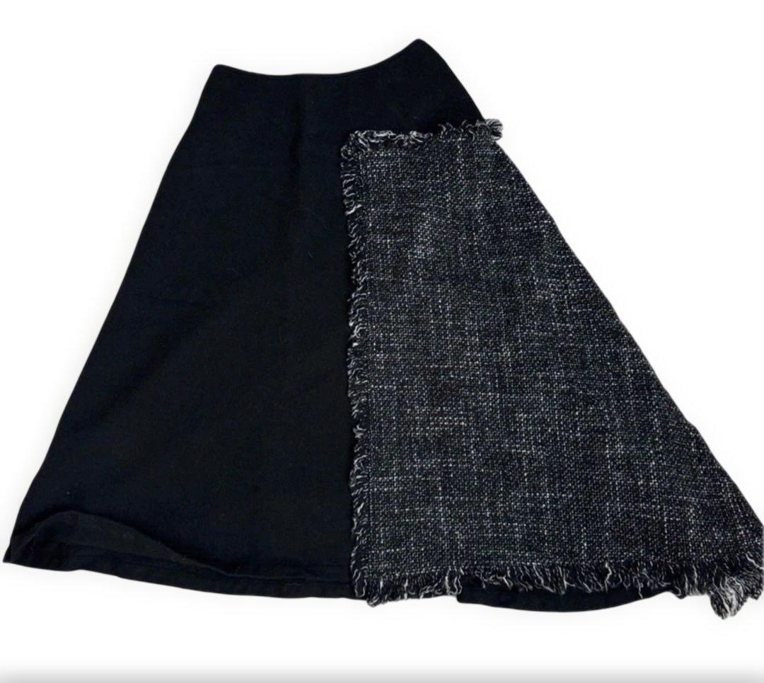 ヨウジヤマモト　フレアスカート 黒とグレー ツイード
