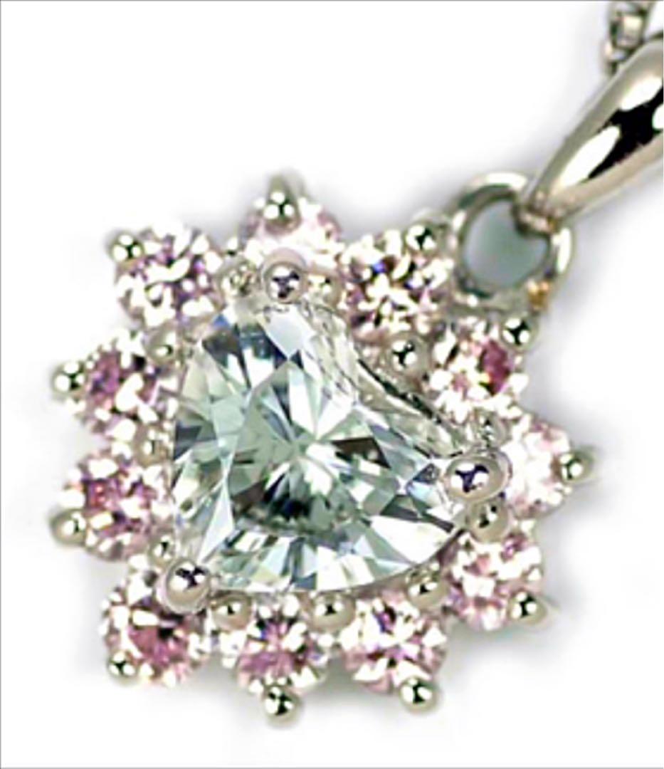 pt0.37ctハートシェイプ うち0.25ctピンクダイヤネックレス