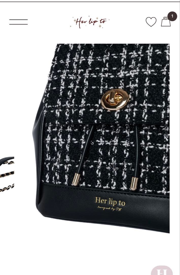 her lip to Tweed Mini Backpack Black 新品