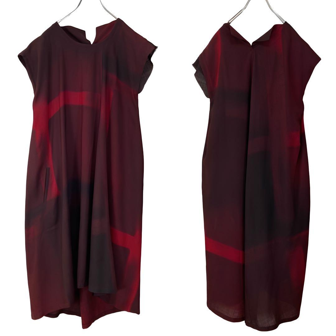 Y's ワイズ 美品 ウール フレンチスリーブ ワンピース マルチ2