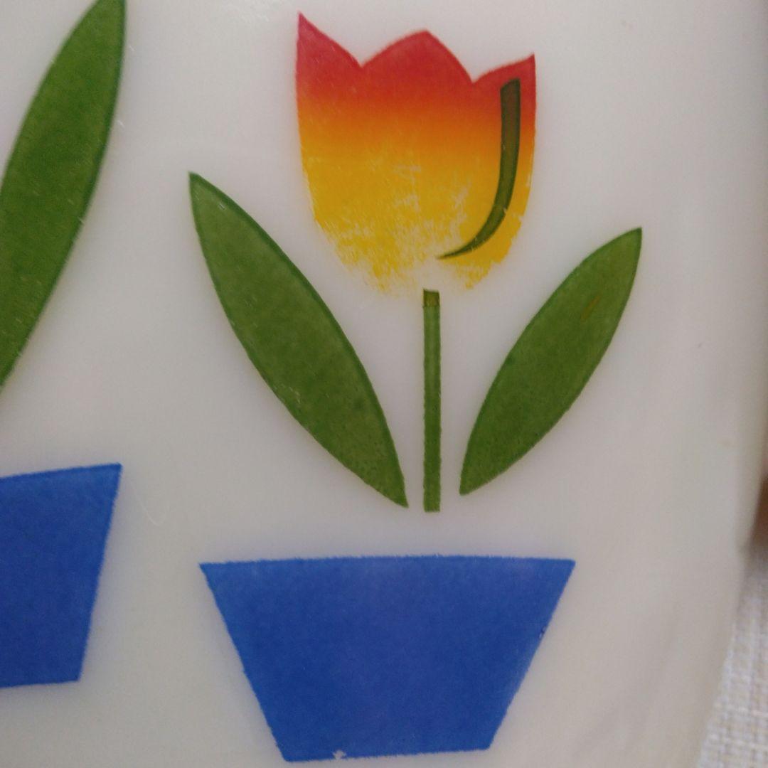 ヴィンテージFire King チューリップ柄 ボウル LL アイボリー·美品