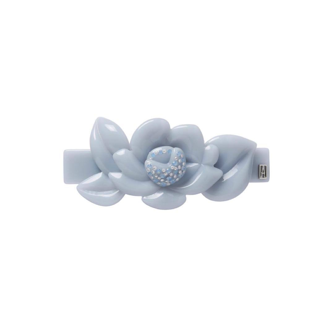 新作❣️ アレクサンドルドゥalexandre バレッタ 6 cm大理石花　ブルー