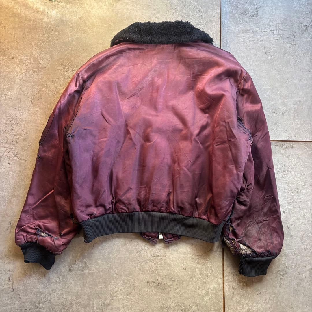 古着　50s b-15 タイプ　フライトジャケット　襤褸　茄紺