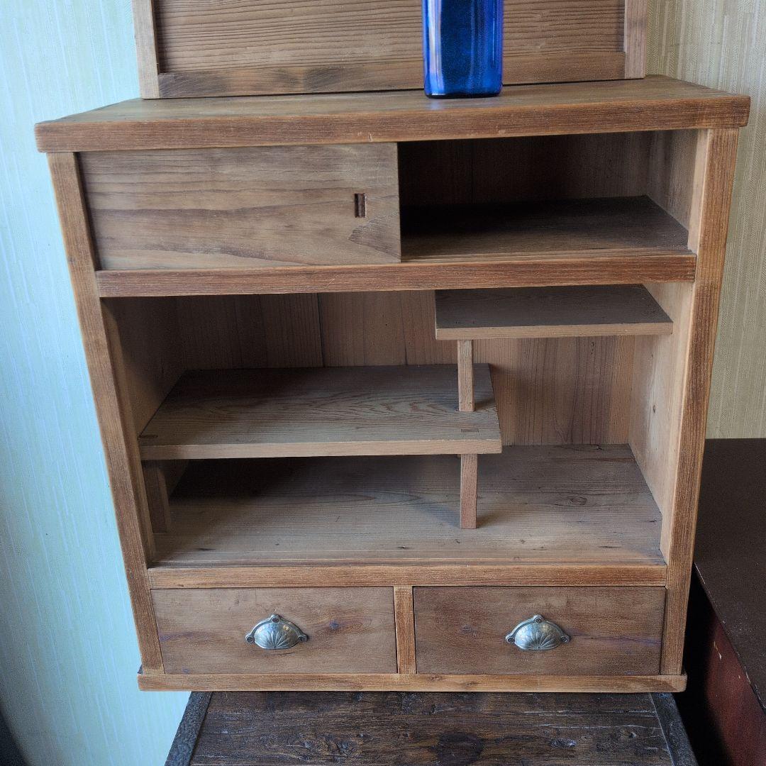 アンティーク大正時代木製茶箪笥 引き出し付き コンパクト