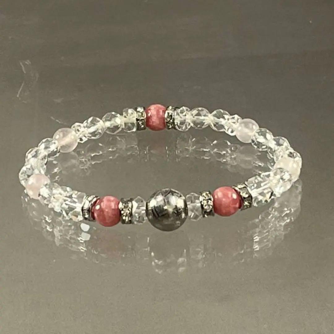 BRY0966⭐️ギベオン隕石・インカローズ・水晶ブレスレット⭐️高品質　希少　美品