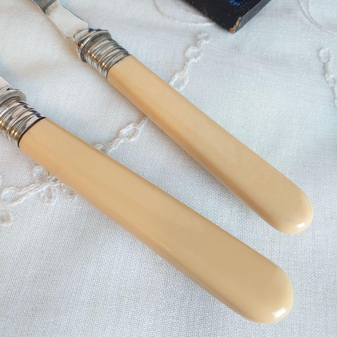 アイボリンハンドル　サービングカトラリーセット　イギリス　アンティーク