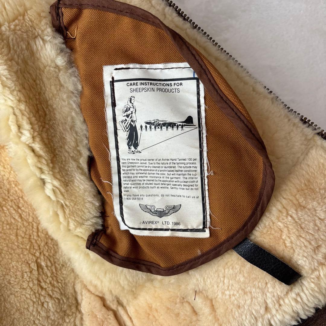 【美品】アヴィレックス　ムートンジャケット　フライトジャケット　羊革　38