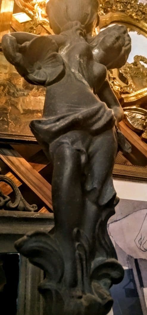 アンティーク照明ライトランプシェード アール・ヌーヴォーロココ彫刻銅像ビンテージ