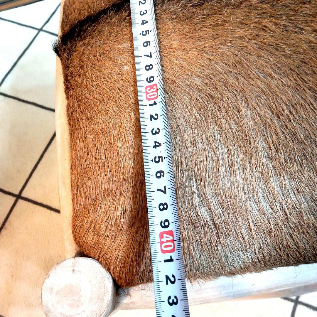 (美品)ハラコ チェア 毛皮 椅子 スツール 天然木 本革