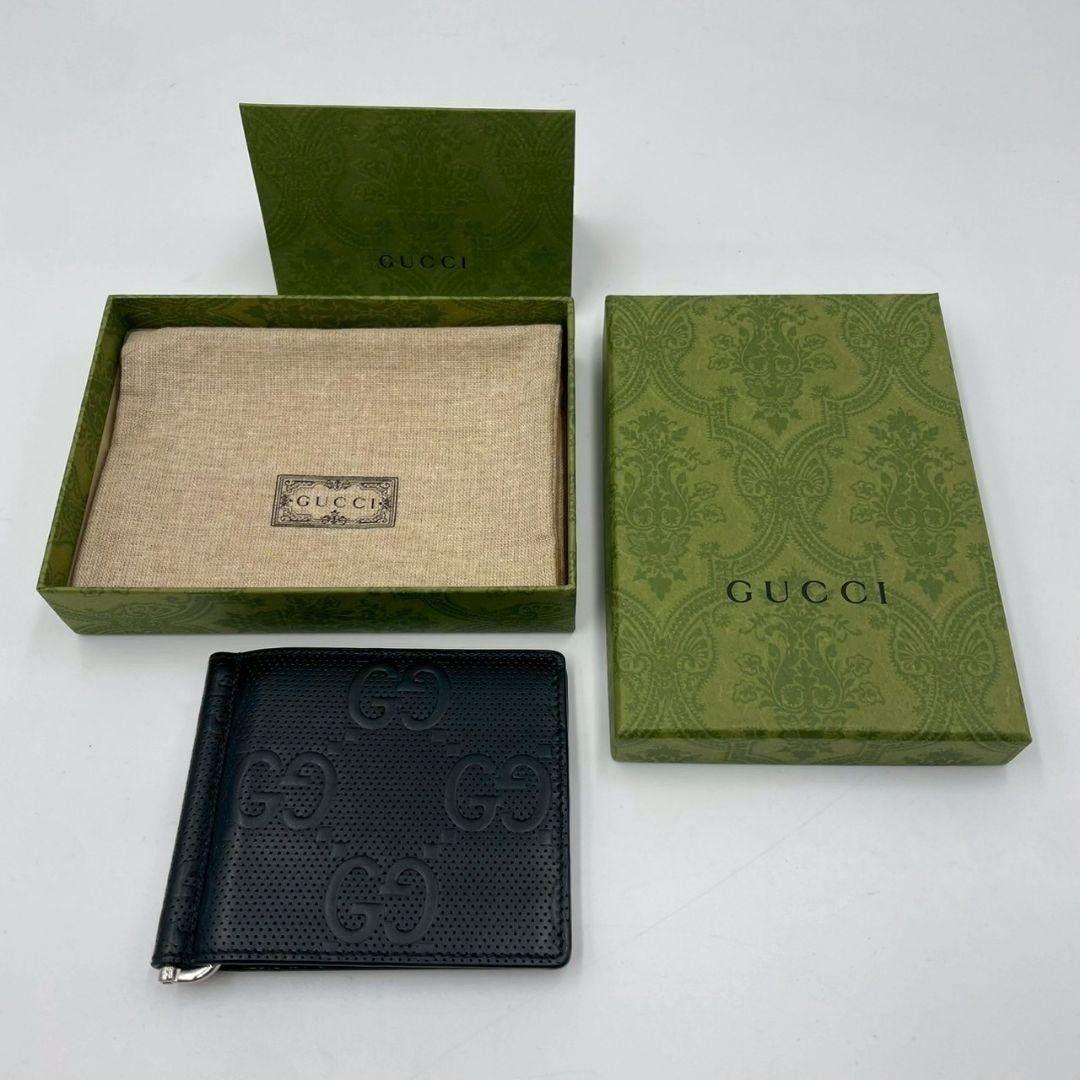 極美品 近年モデル●GUCCI マネークリップ カードケース ジャンボGG 黒