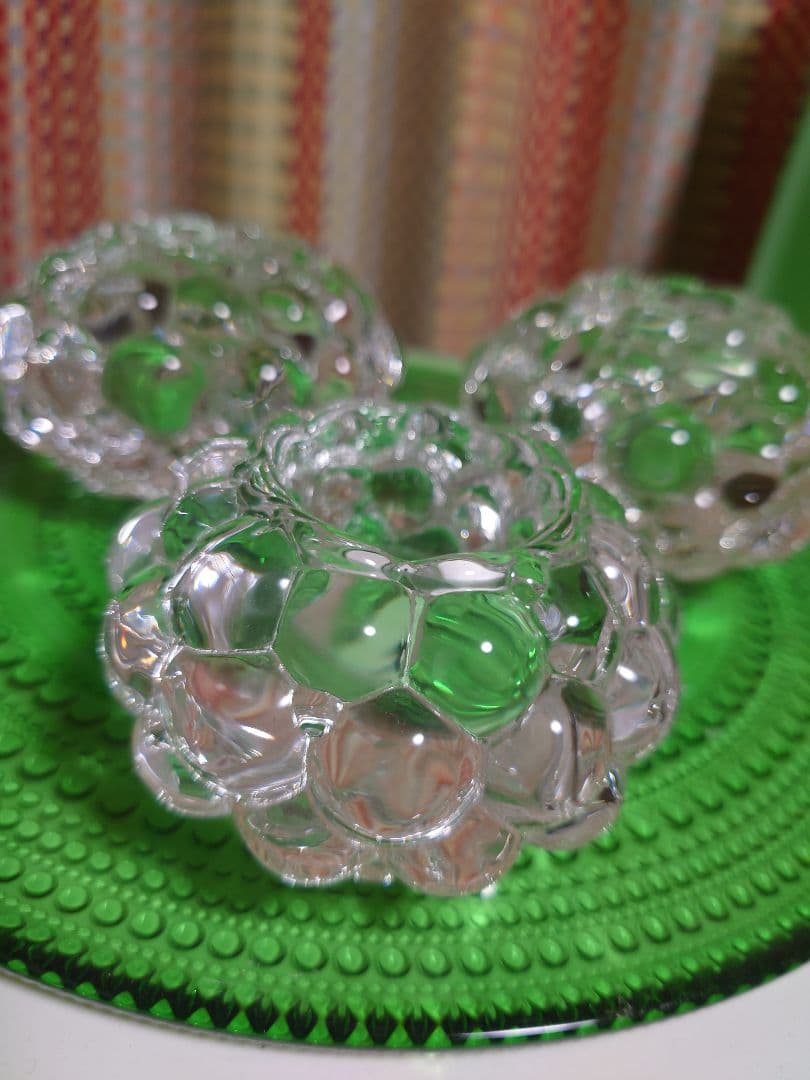 オレフォスorrefors キャンドルホルダー ラズベリー 大2小1セット