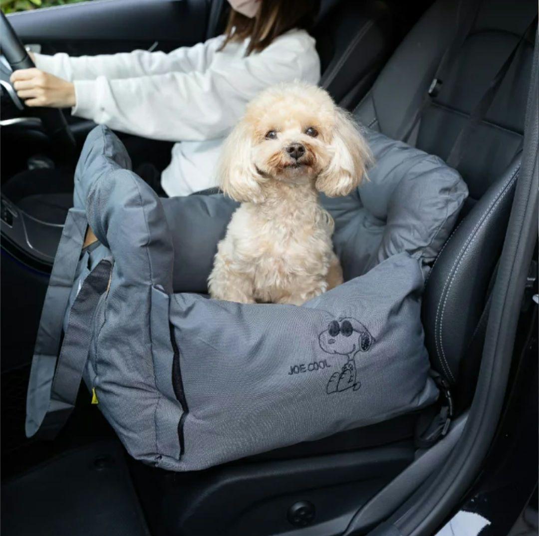 スヌーピー　ドライブキャリーベッド　犬用カーシート ペットベッド　キャメル