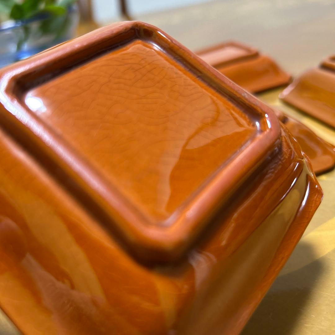 珉平焼 民平焼 小皿 淡路珉平焼 手塩皿 アンティーク　7枚 柿釉薬