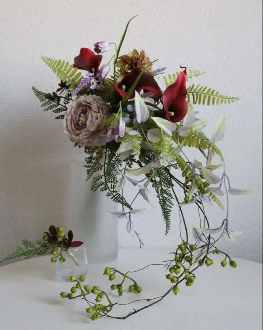 造花 ウェディングブーケ ブートニア付き