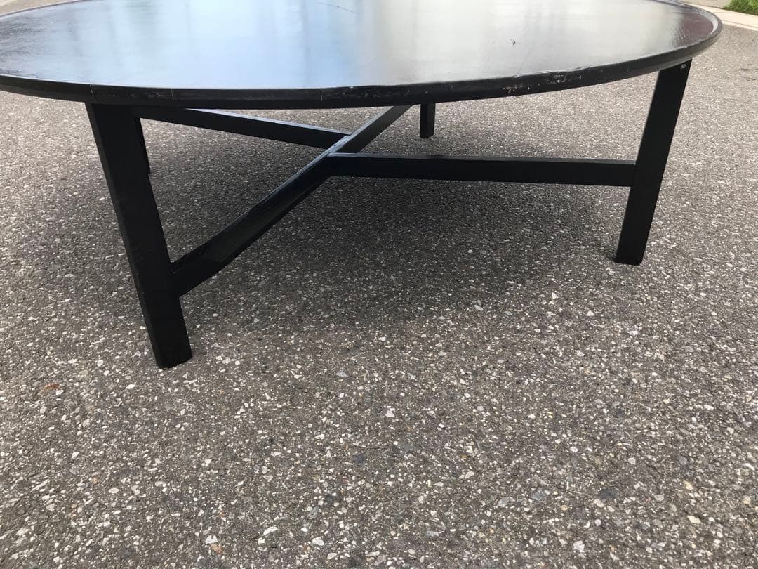 ◉木製丸型座卓◉ 117cm 黒