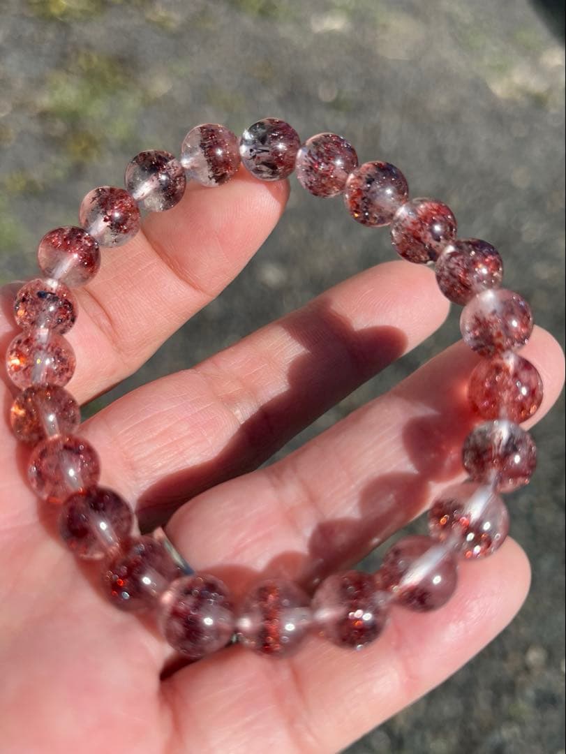 秘蔵の★濃赤！レピドクロサイトインクォーツ♡8.5〜9ミリ レッドスーパーセブン