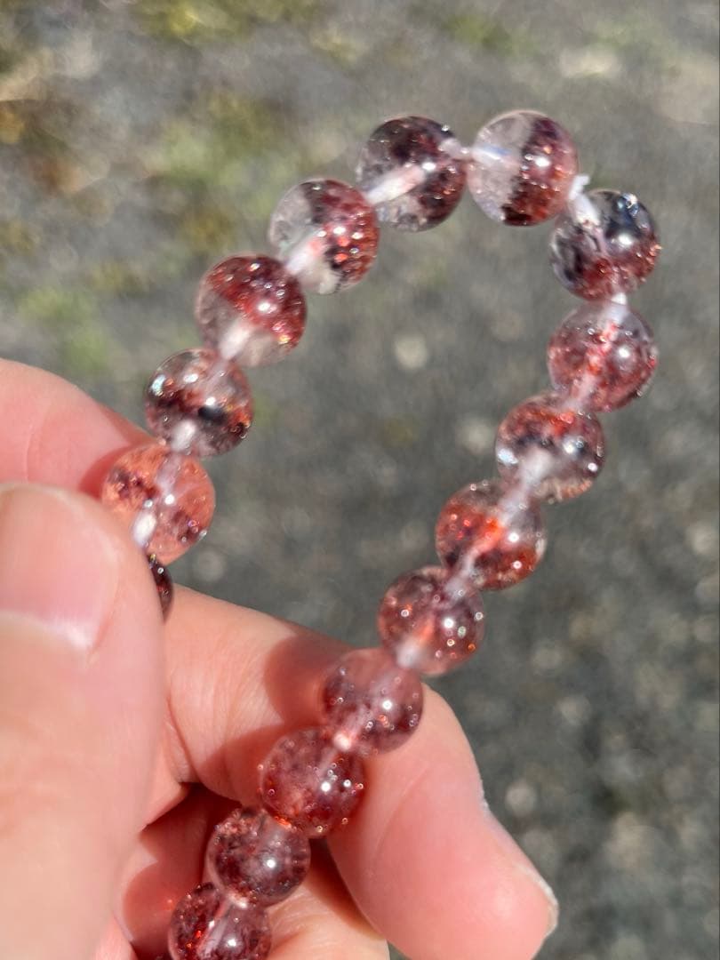 秘蔵の★濃赤！レピドクロサイトインクォーツ♡8.5〜9ミリ レッドスーパーセブン