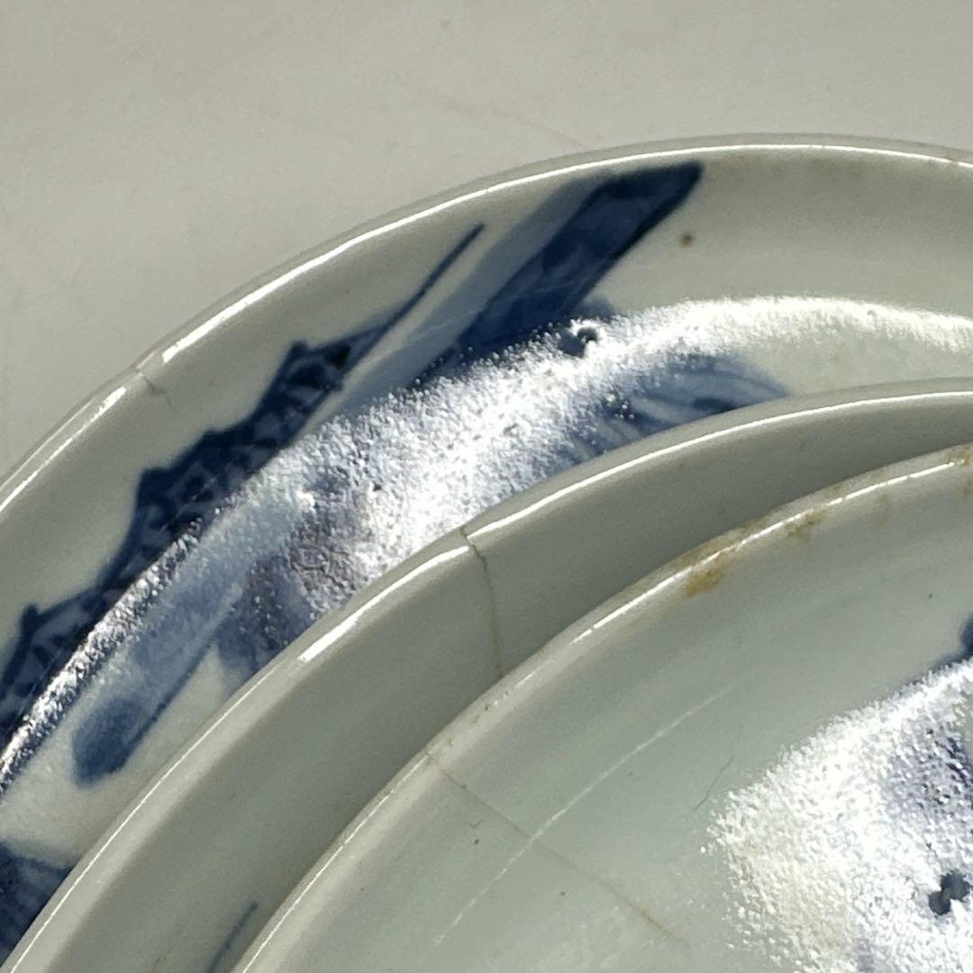 専用古伊万里　染付唐子中皿10枚　直径18.5㎝　タカチ　東な7-0422☆2F