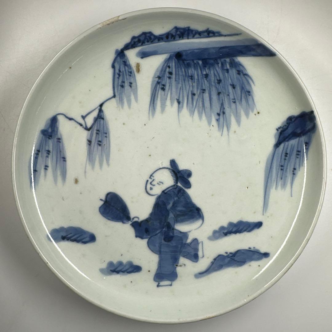 専用古伊万里　染付唐子中皿10枚　直径18.5㎝　タカチ　東な7-0422☆2F