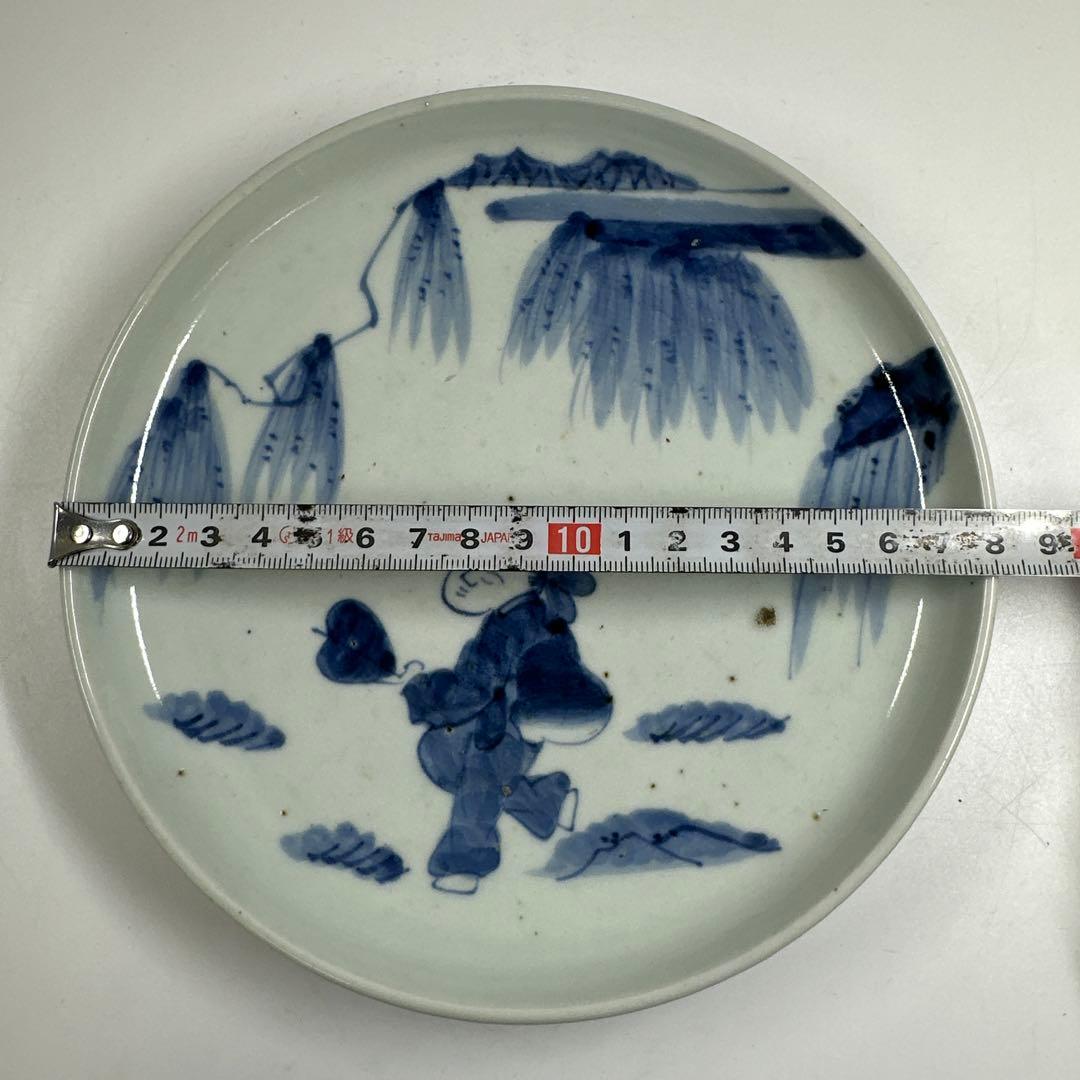 専用古伊万里　染付唐子中皿10枚　直径18.5㎝　タカチ　東な7-0422☆2F