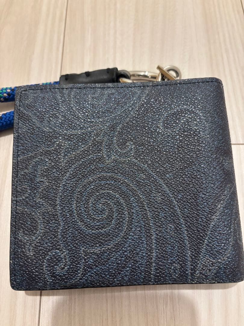 年*球様 ETRO メンズ　二つ折り財布　ストラップ付