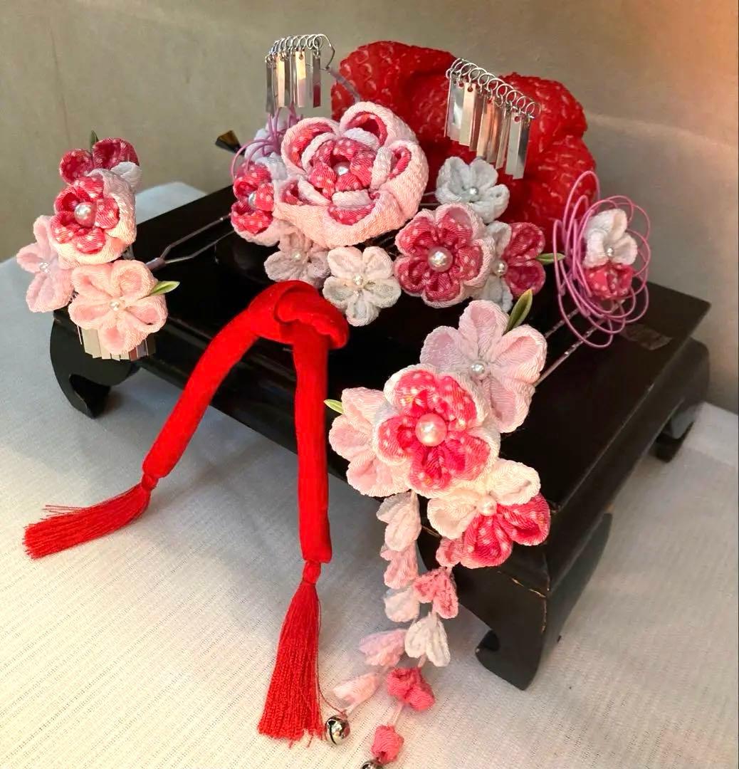 専用　小さめさん対応　勝山簪　花簪ビラ簪　平打ち簪　Uピン簪　画像1鹿の子セット