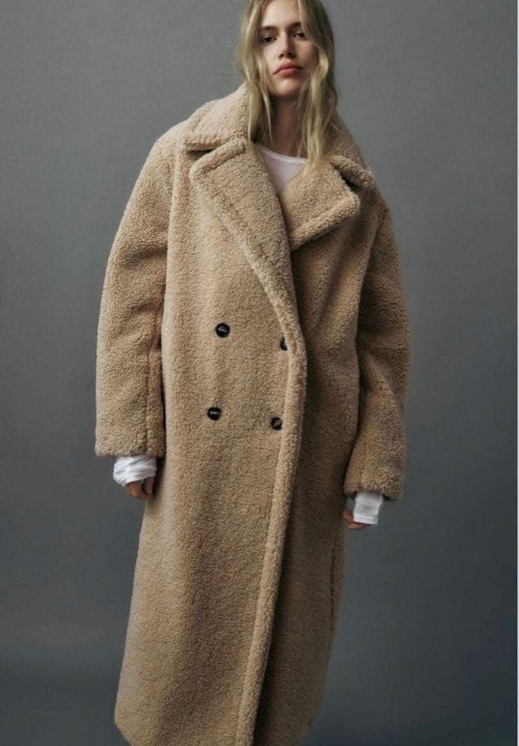 【期間限定お値下げ】完売品ZARAロング フェイクボアコートテディベアコート L