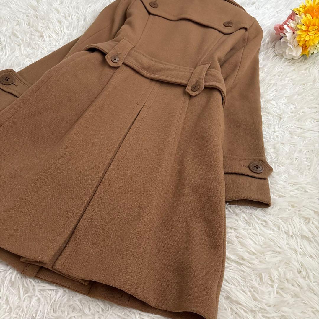 バーバリーブルーレーベル　コート　ベルト　ロゴボタン　ベージュ　三陽商会