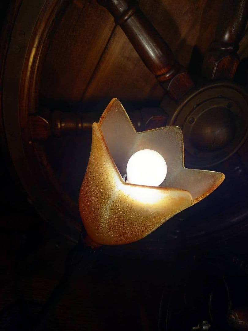 ヴィンテージ　ドイツ製　スタンドライト　気泡ガラス　工芸　サイン　ハンマートーン