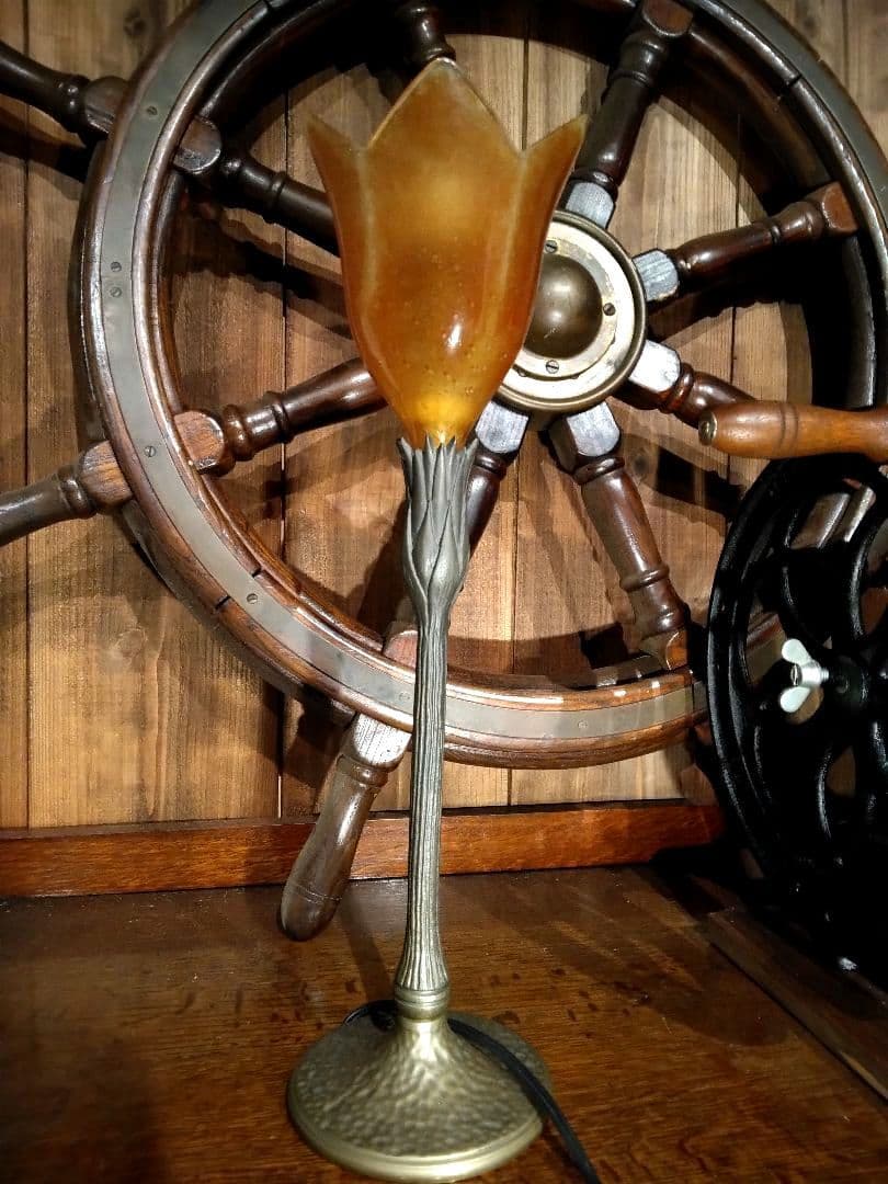ヴィンテージ　ドイツ製　スタンドライト　気泡ガラス　工芸　サイン　ハンマートーン