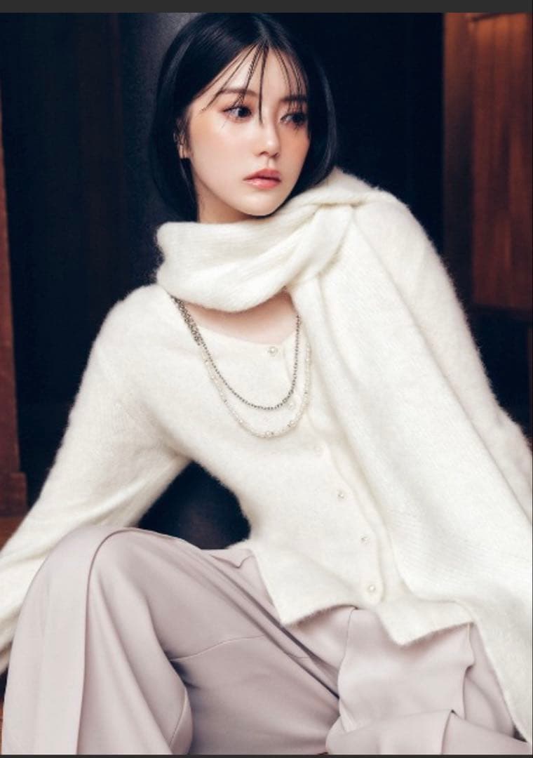 フレイアイディ フォックスカシミアペプラムカーディガン