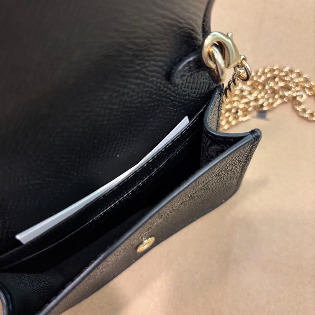 COACH コーチ チェーン付きミニウォレット ブラック