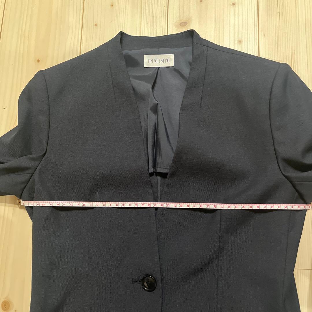 お値下げ⭐︎プラステ　ノーカラージャケット　パンツスーツ　ネイビー　紺　L