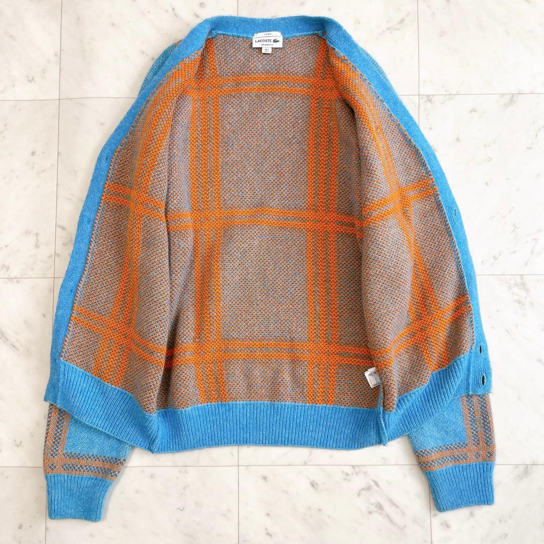 極美品✨LACOSTE ビッグタータンチェックジャカードVネックカーディガン