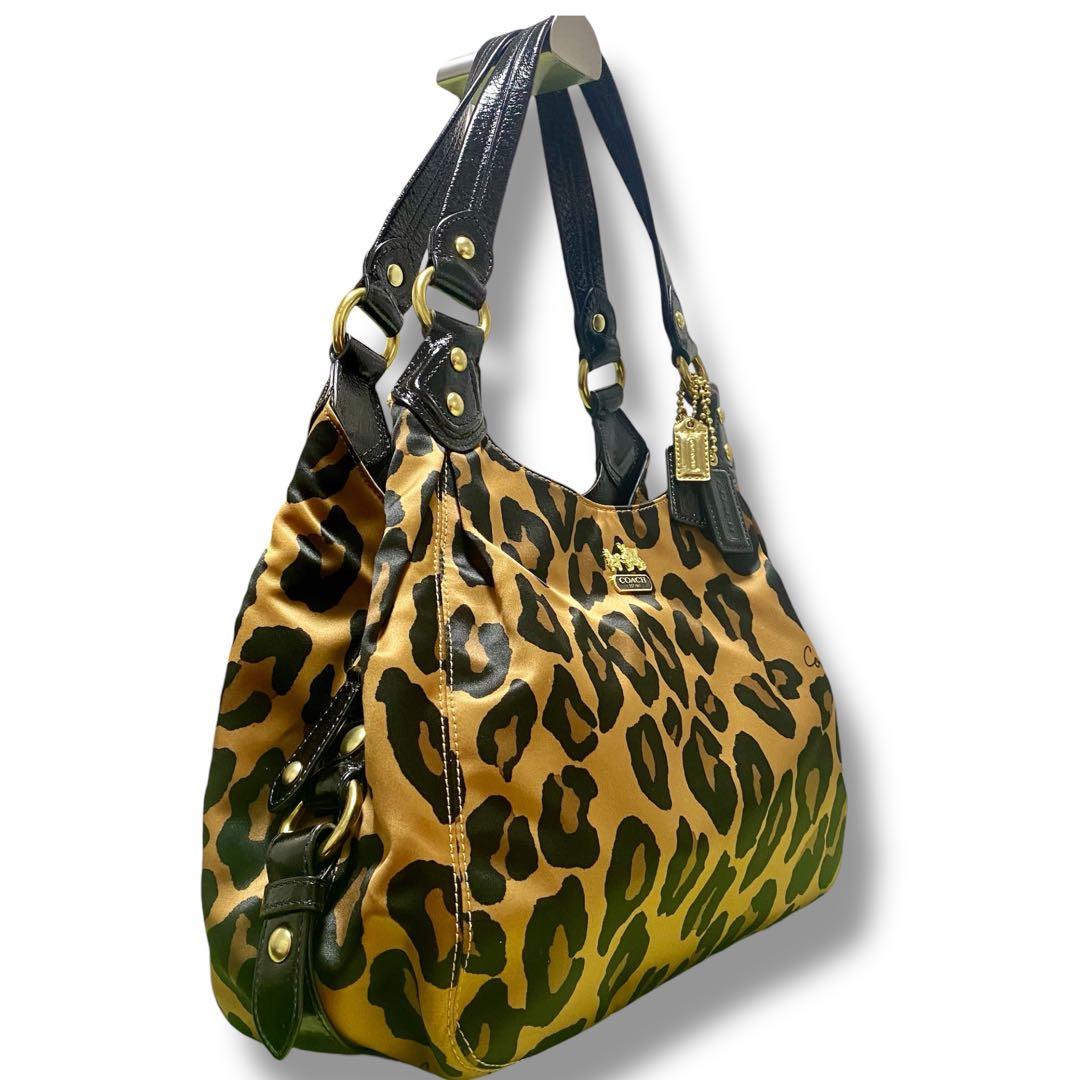 COACHコーチ トートバッグ　ナイロン　レオパード　ワンショルダーバッグ　3層