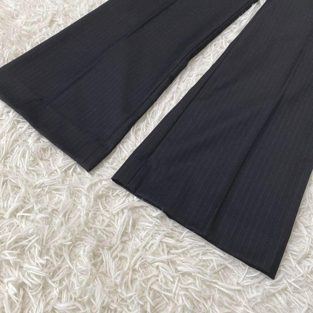 ★送料無料★シルク混✨KUMIKYOKU　ピンストライプ 1ボタン フレアパンツ